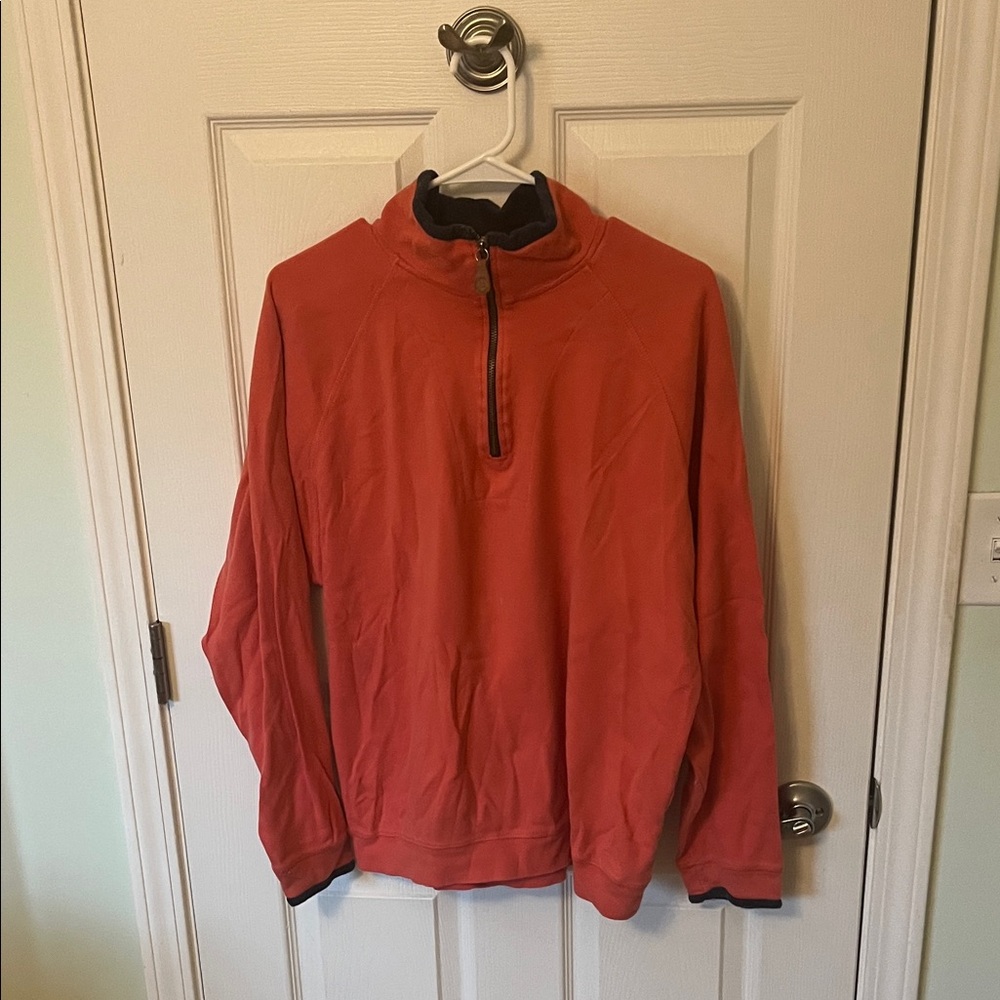 Castaway Light Red Quarter-Zip Pullover with Navy Trim